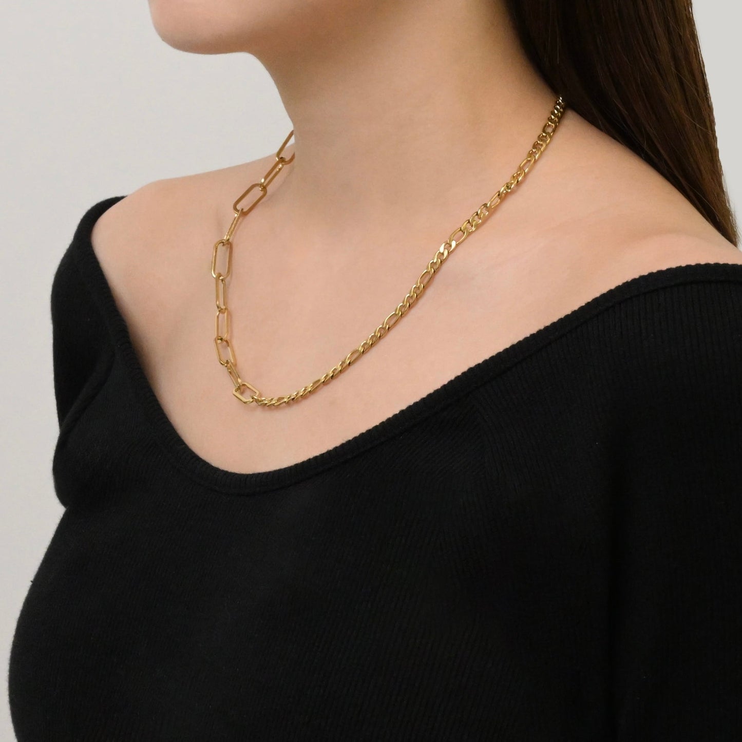 Two types chain necklace(rne0050g)