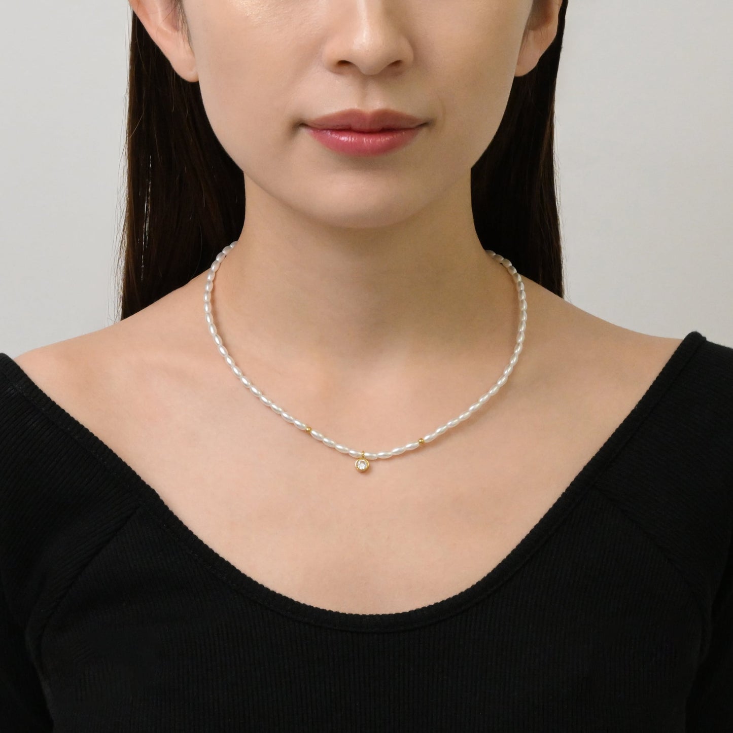Cz pearl necklace(rne0060g)