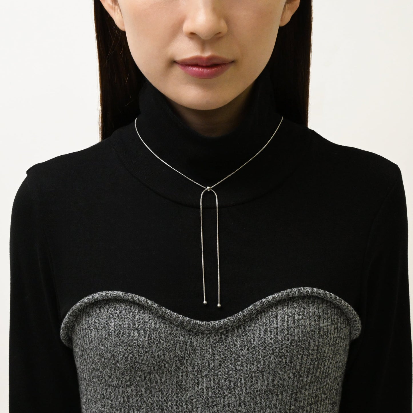 Dot long chain necklace(rne0067s)