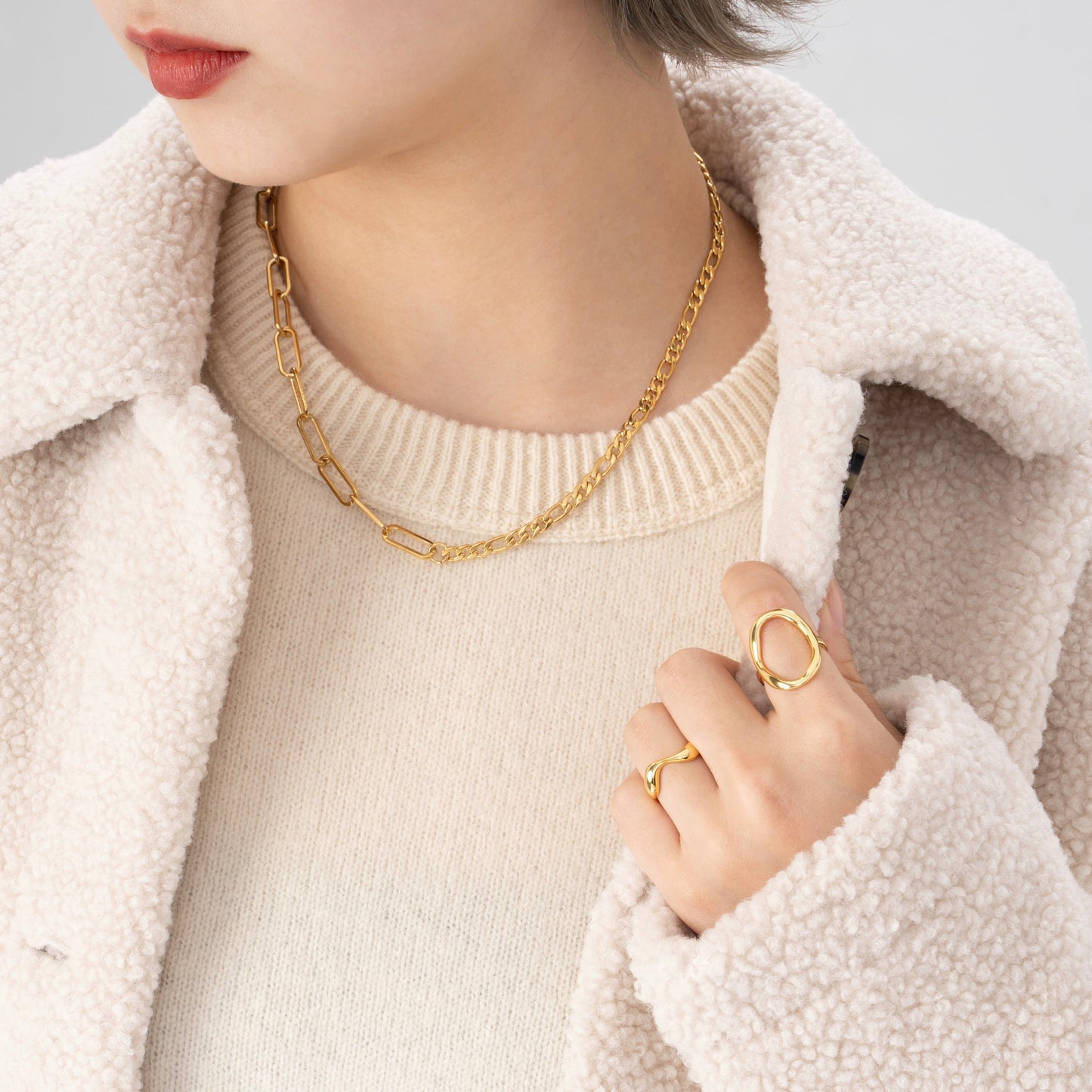 Two types chain necklace(rne0050g)