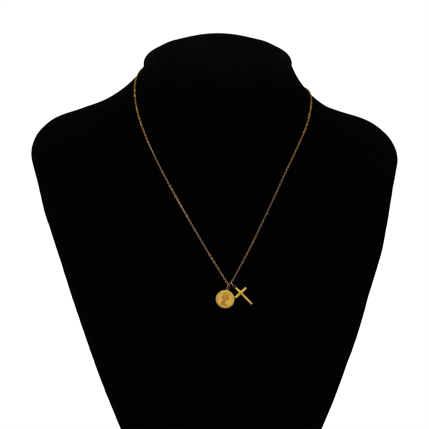 Cross coin necklace(cne0010g)