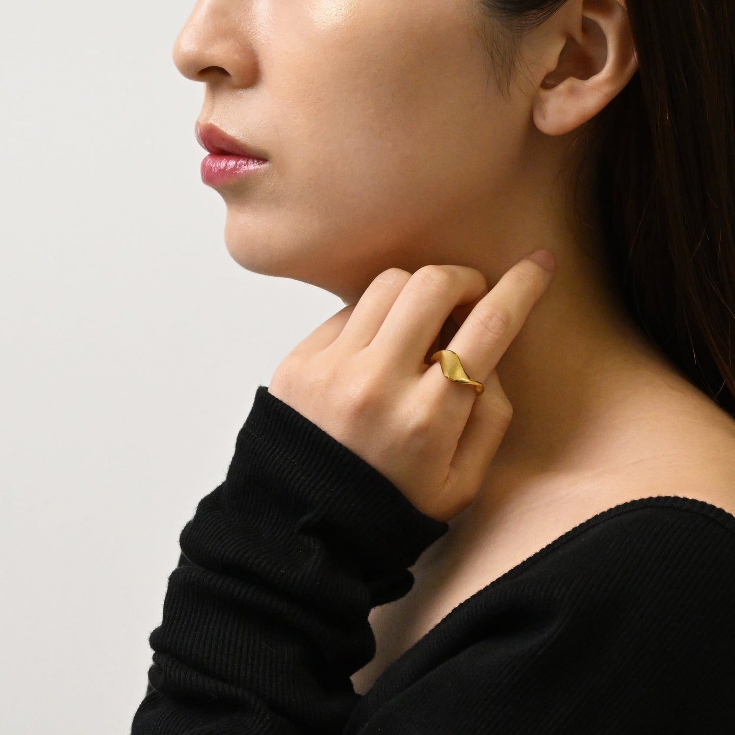 Wave twist signet ring(rri0078g)