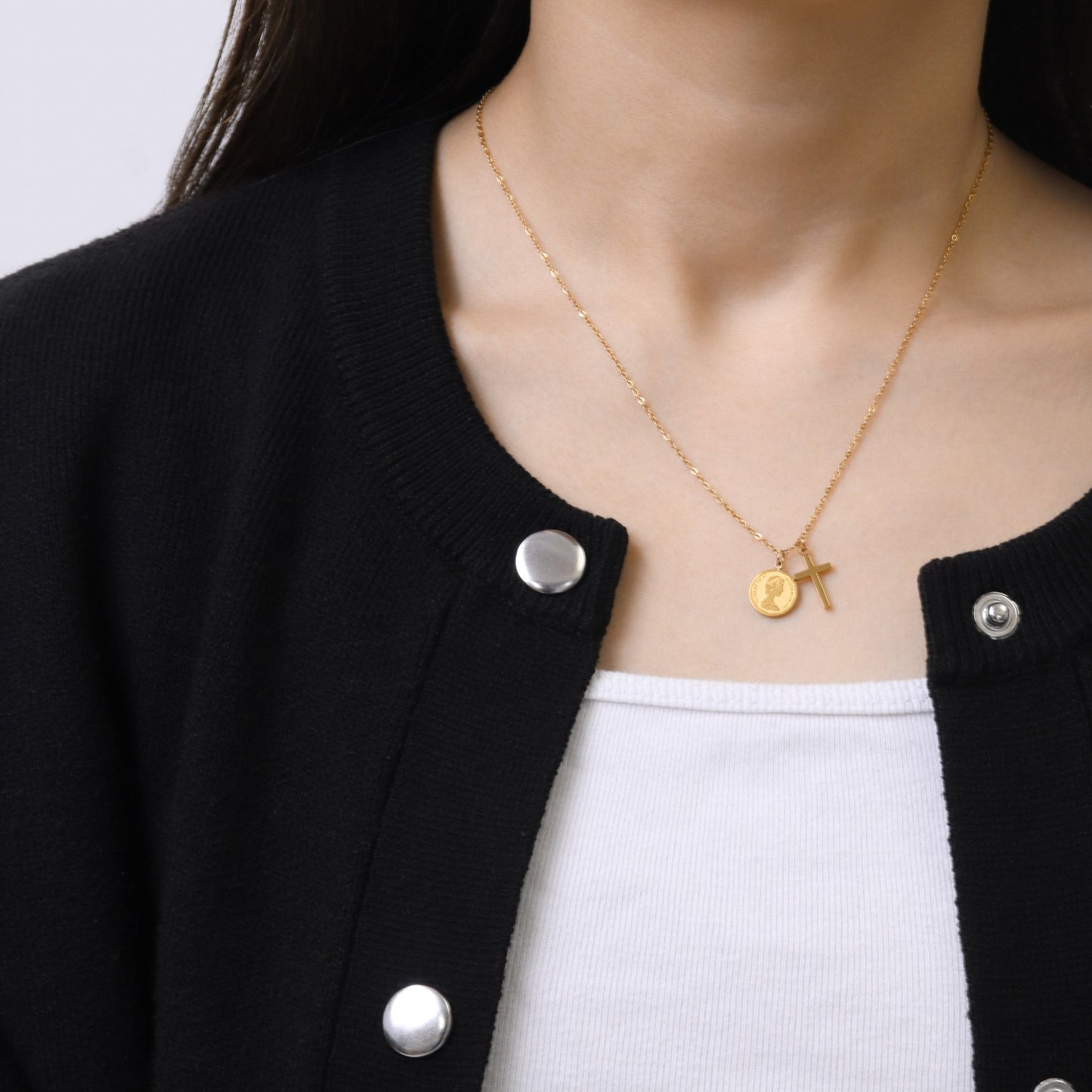 Cross coin necklace(cne0010g)