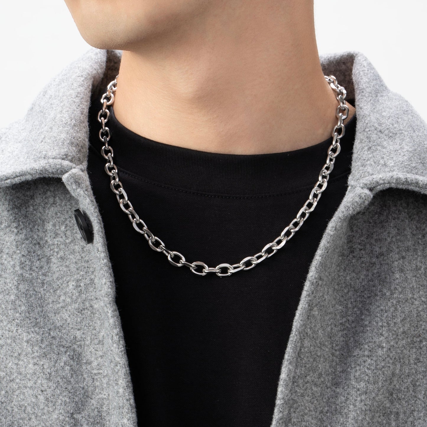 Cut cable chain necklace(cne0012s)