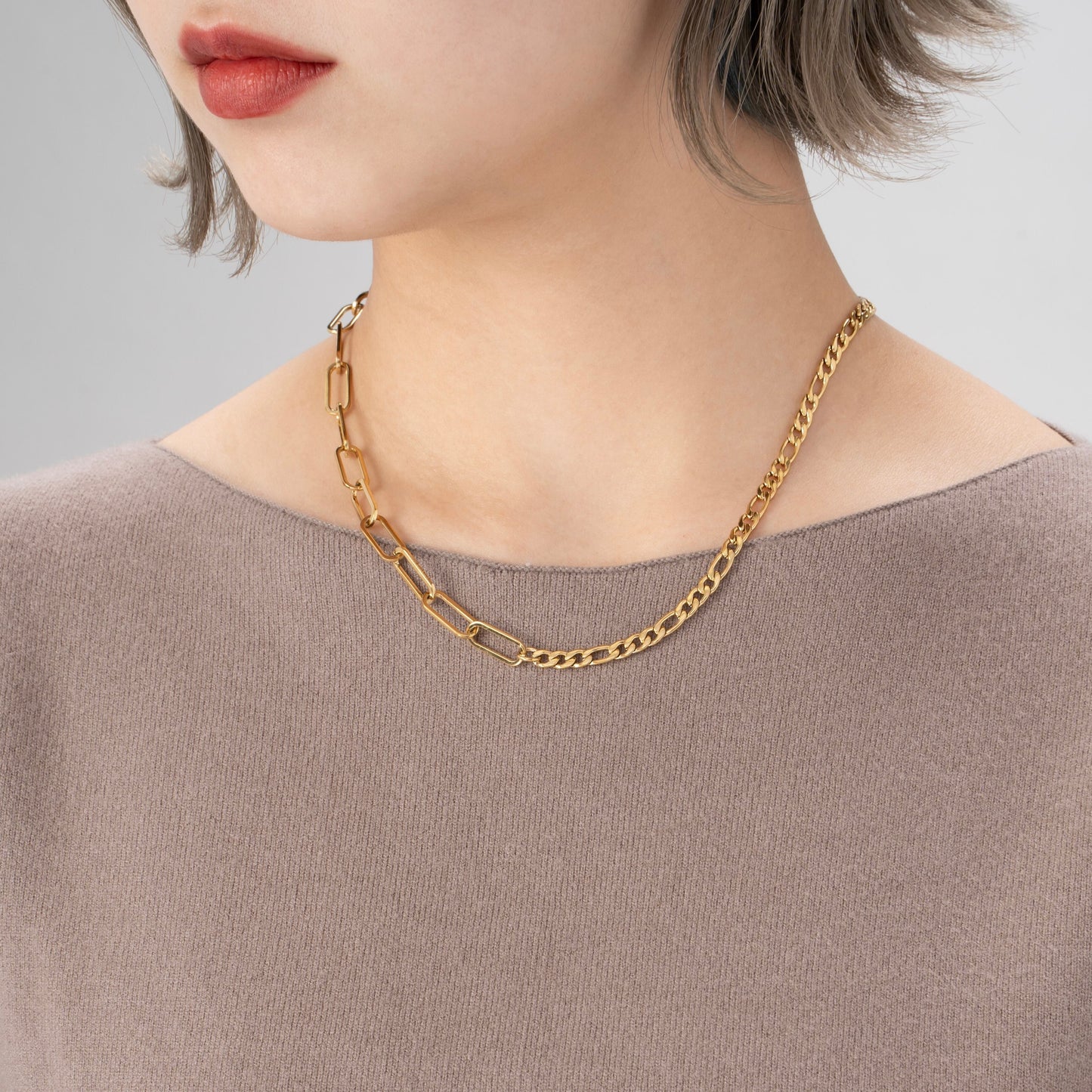 Two types chain necklace(rne0050g)