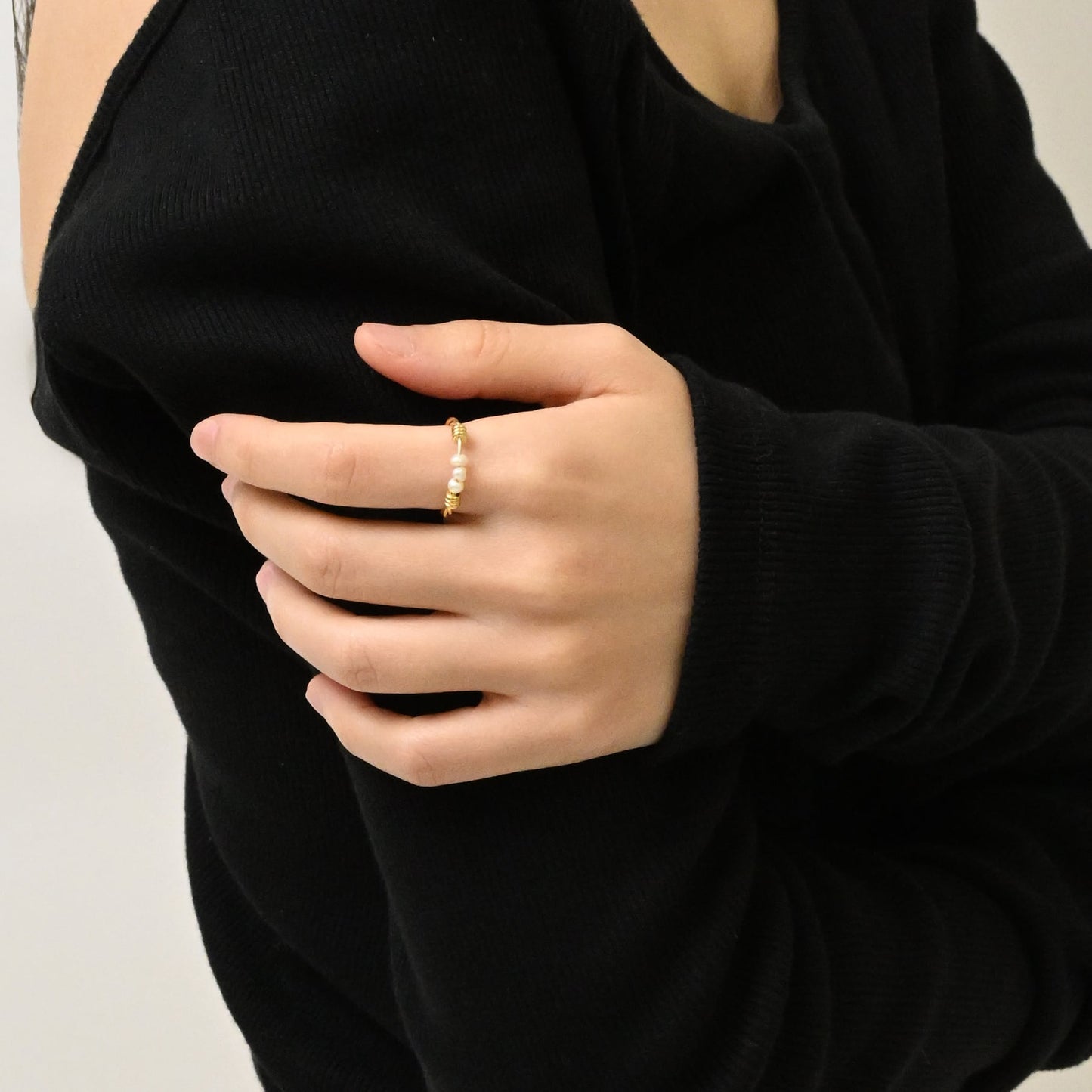 Triple pearl twist ring(rri0055g)