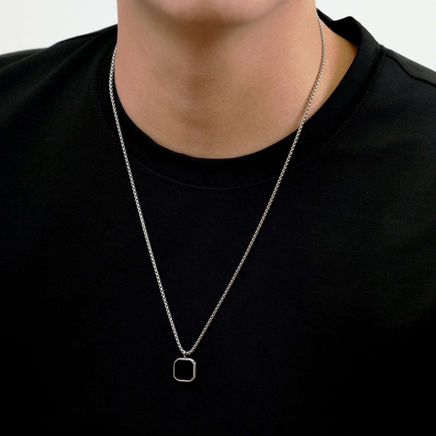 Black square pendant necklace(cne0048s)