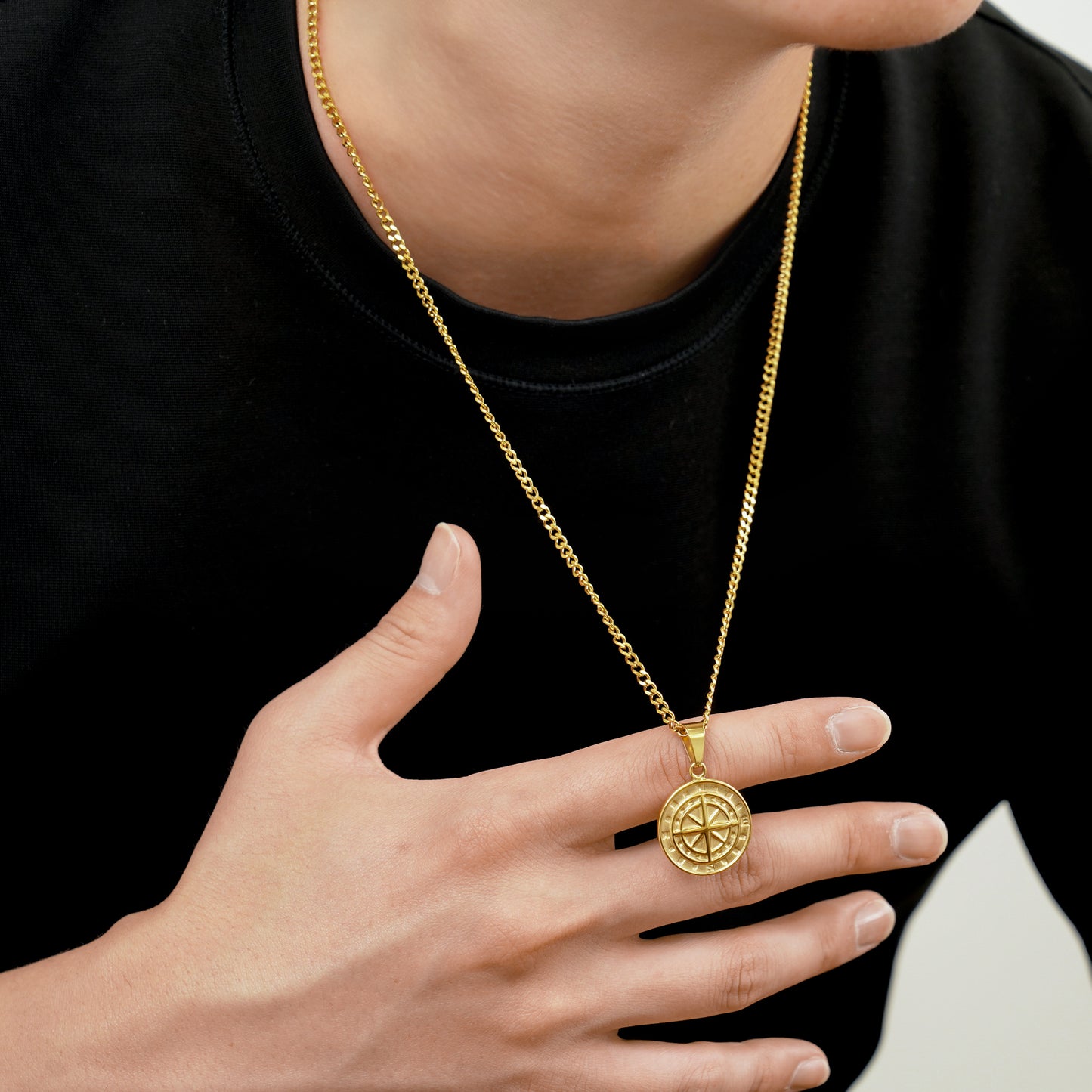 Compass coin long necklace(cne0090g)