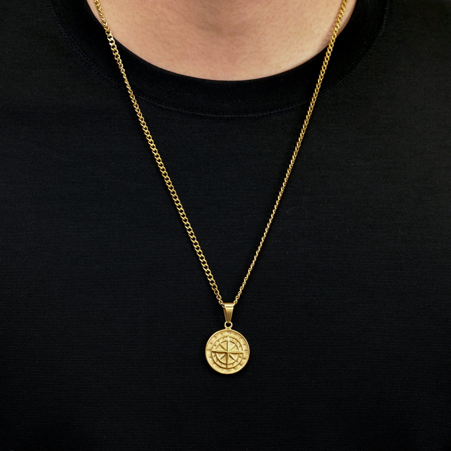 Compass coin long necklace(cne0090g)