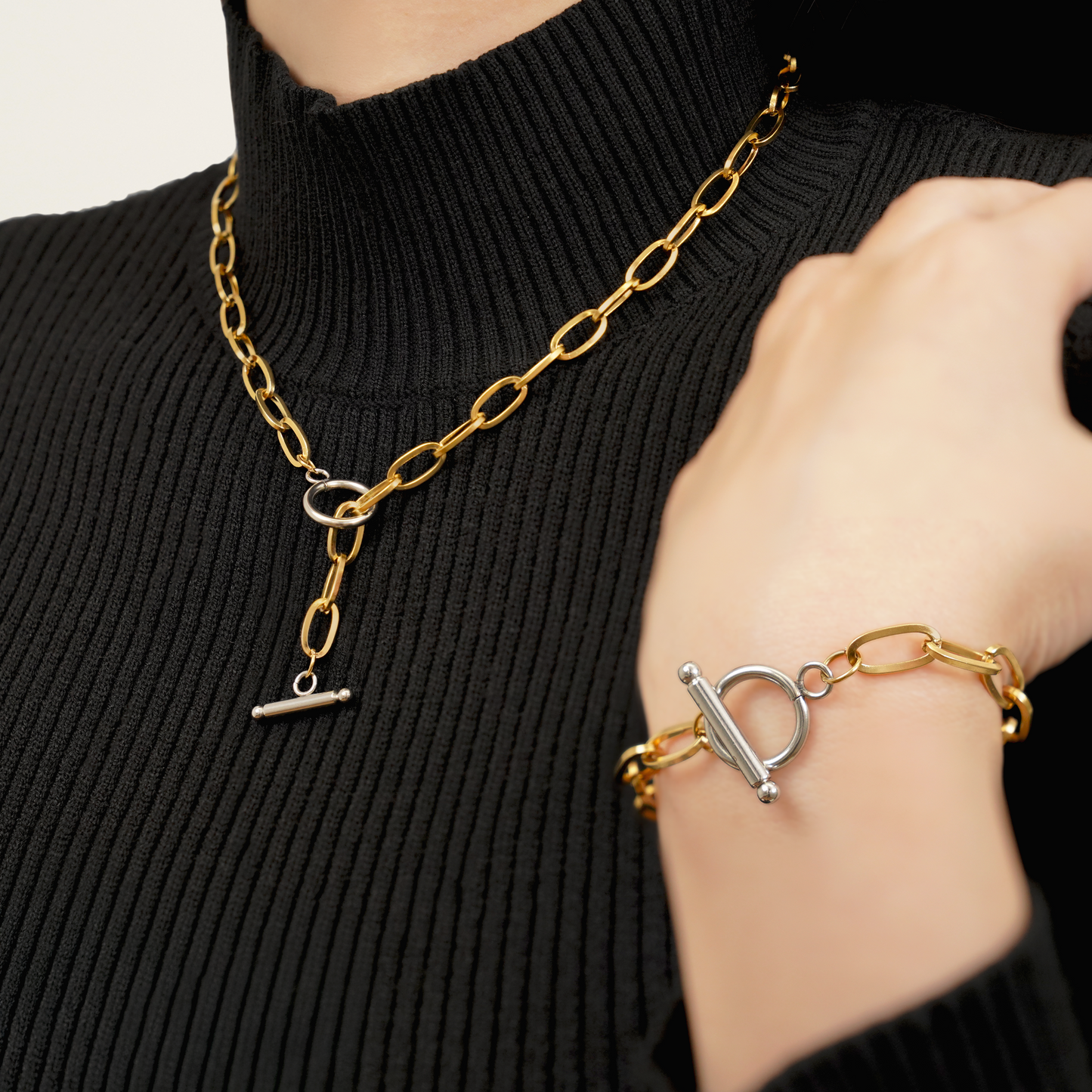 T Sharp chain necklace (rne0128b)