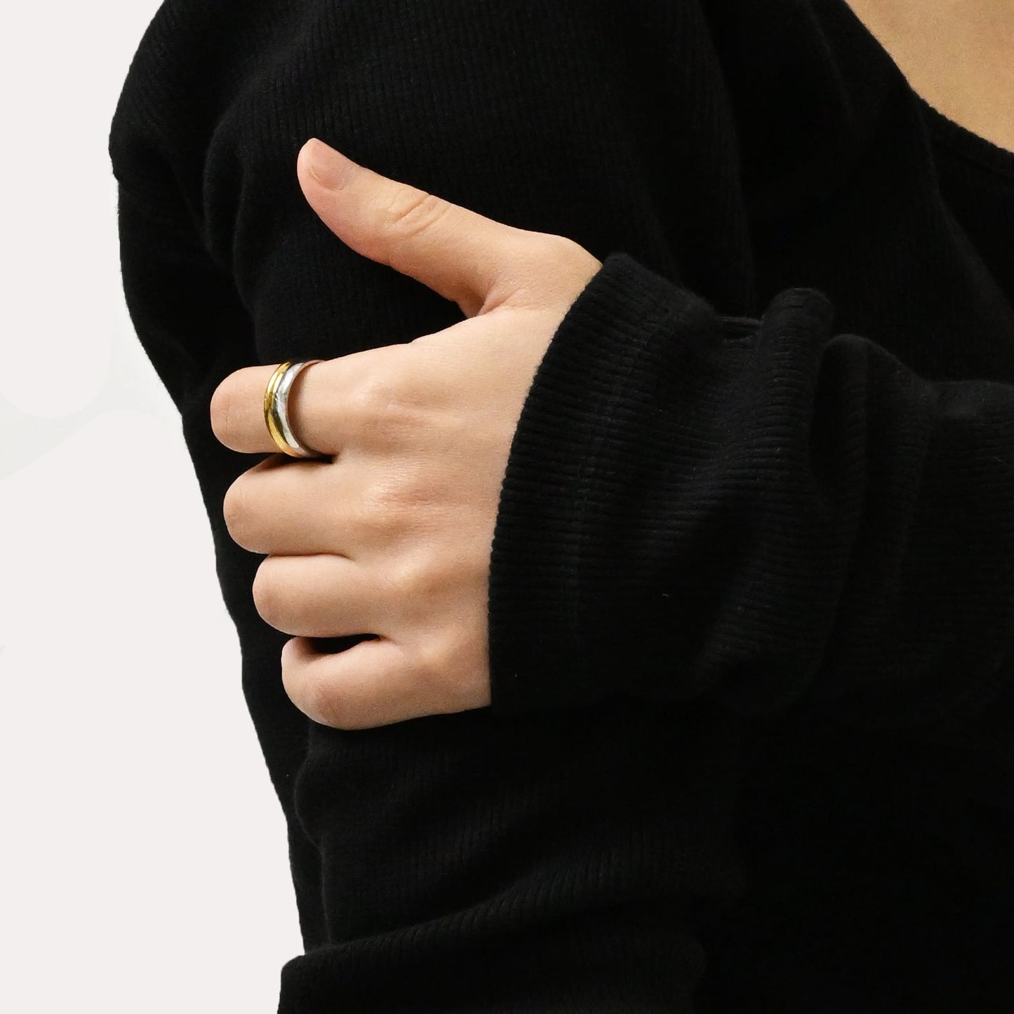 Bicolor double hoop ring(rri0081b)
