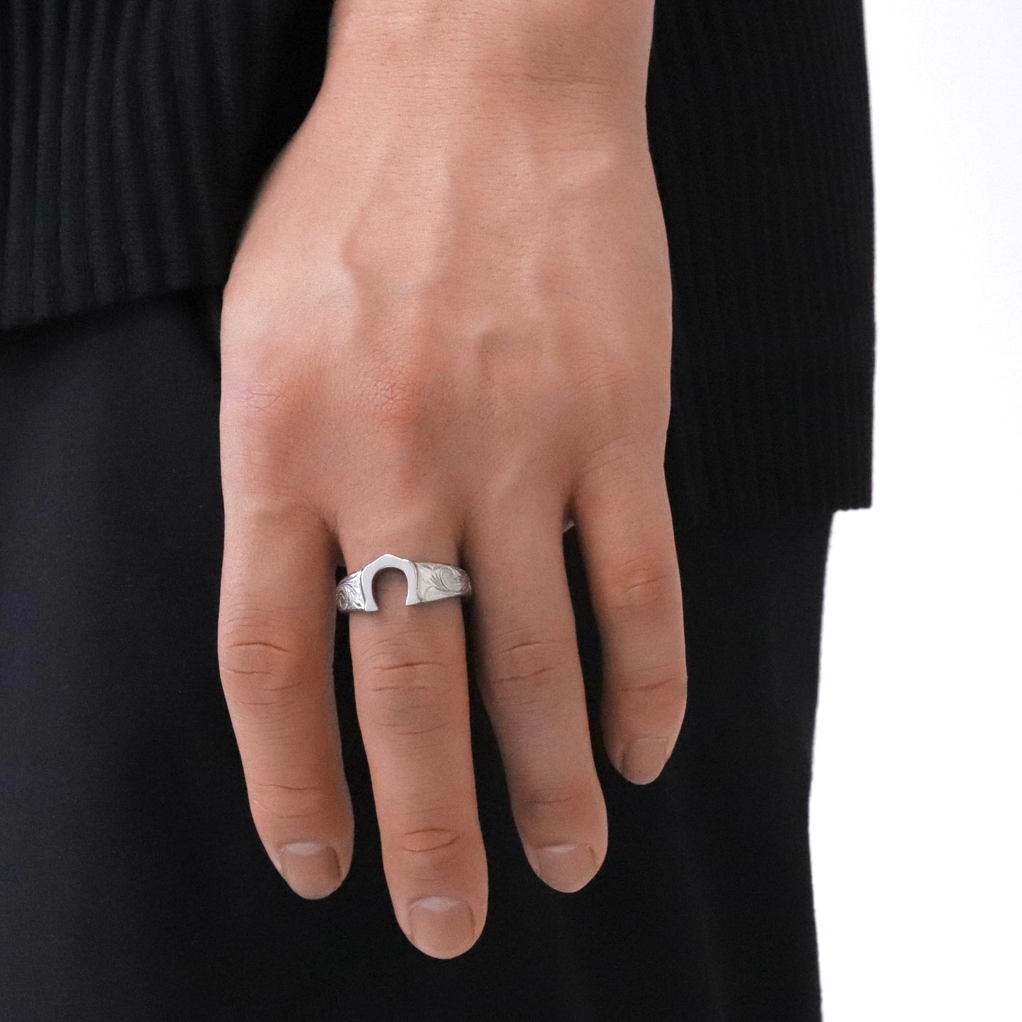 Hawaiian plumeria horseshoe ring(Hri0010s)