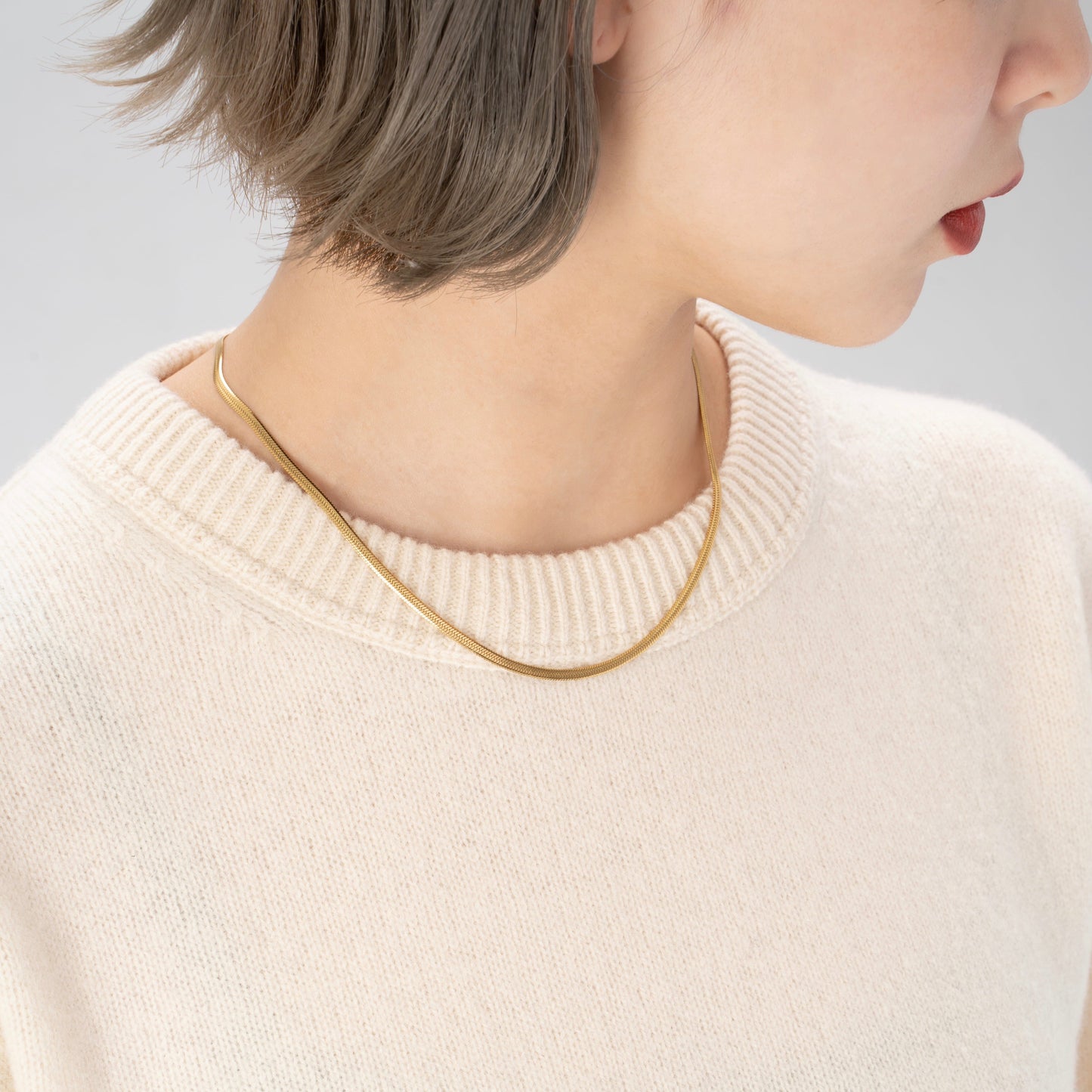 Flat snake chain necklace(cne0022g)