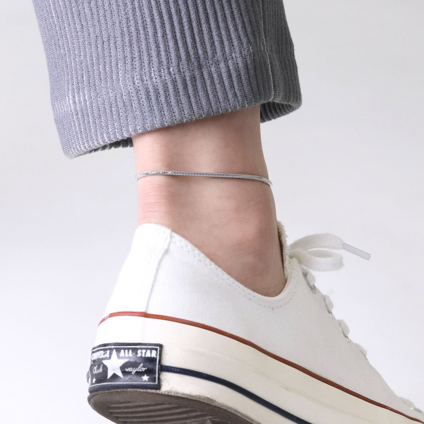 Round snake chain anklet(can0008s)