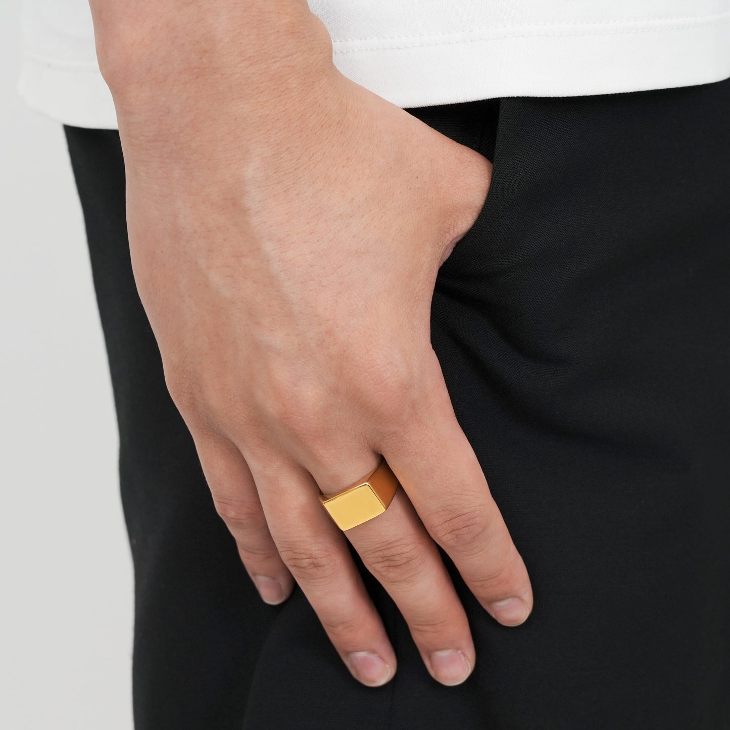 Slim square signet ring(cri0039g)