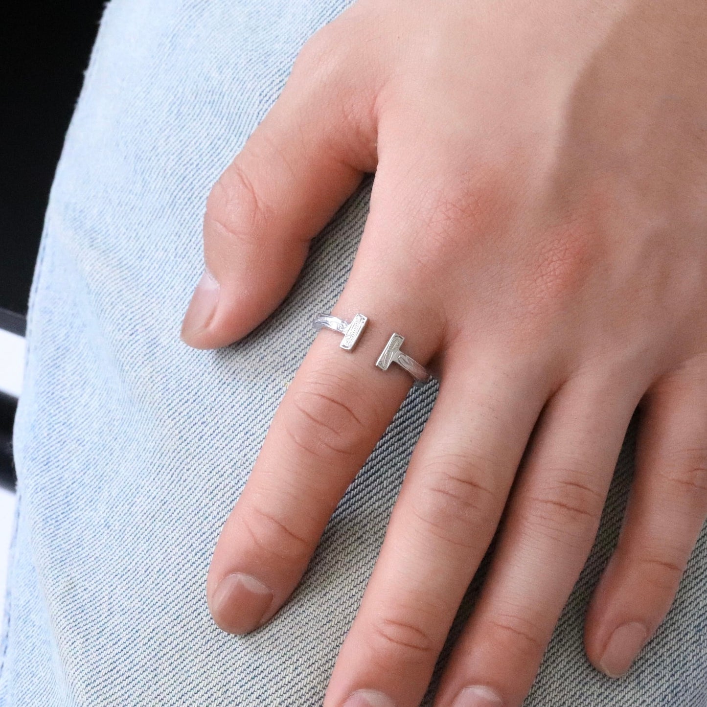 Hawaiian scroll T-shape ring(Hri0012s)