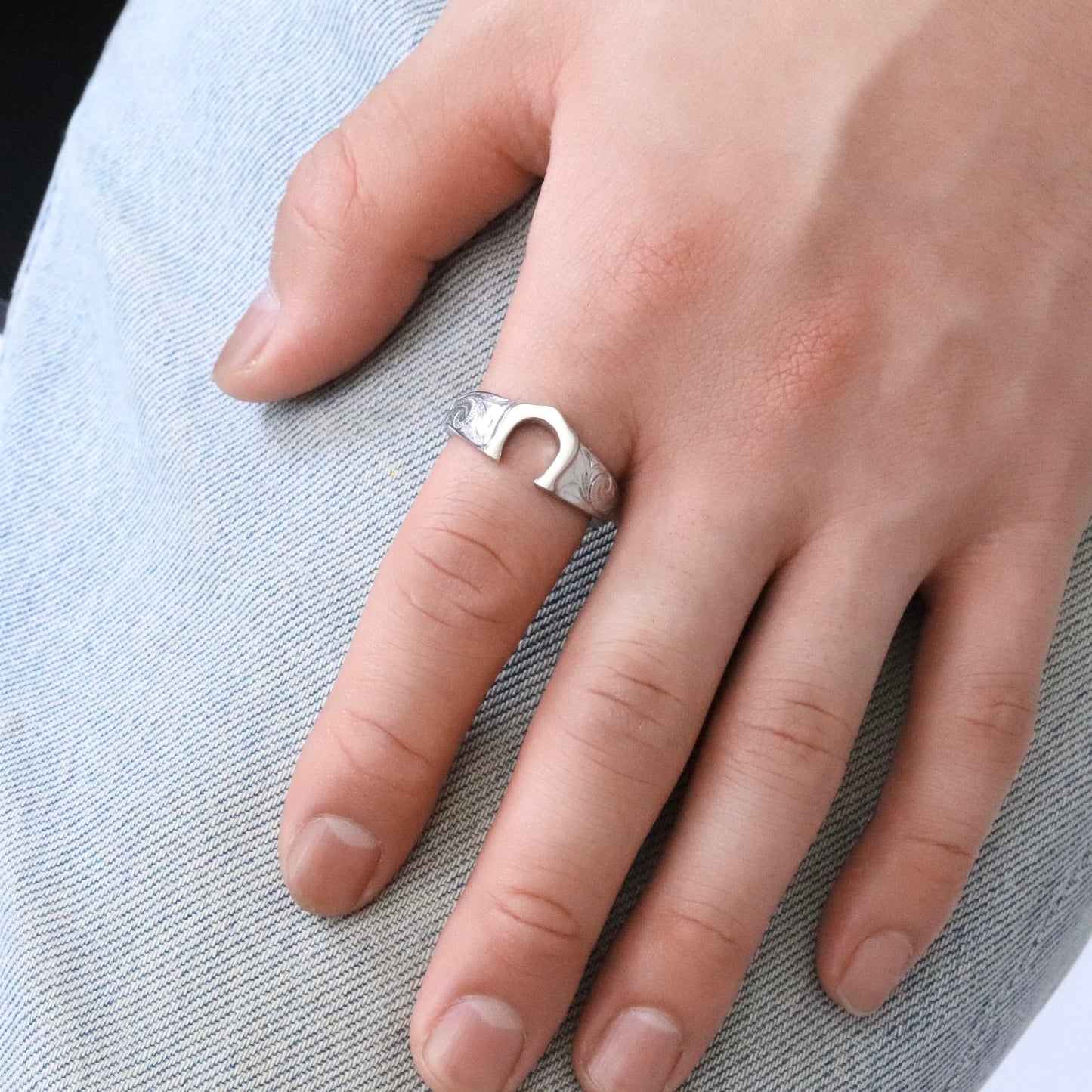 Hawaiian plumeria horseshoe ring(Hri0010s)