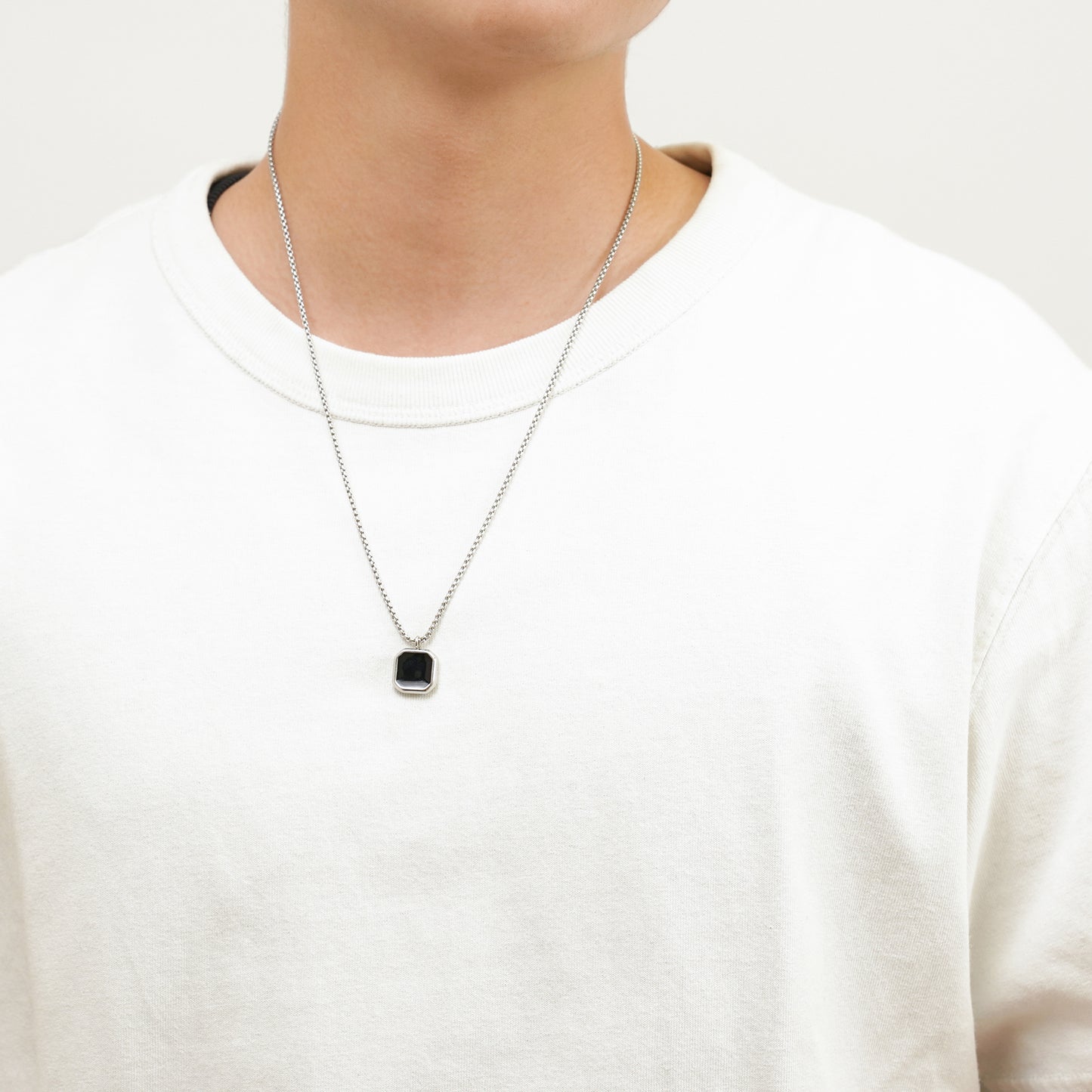 Black square pendant necklace(cne0048s)