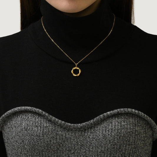 Twist circle pendant necklace(rne0081g)