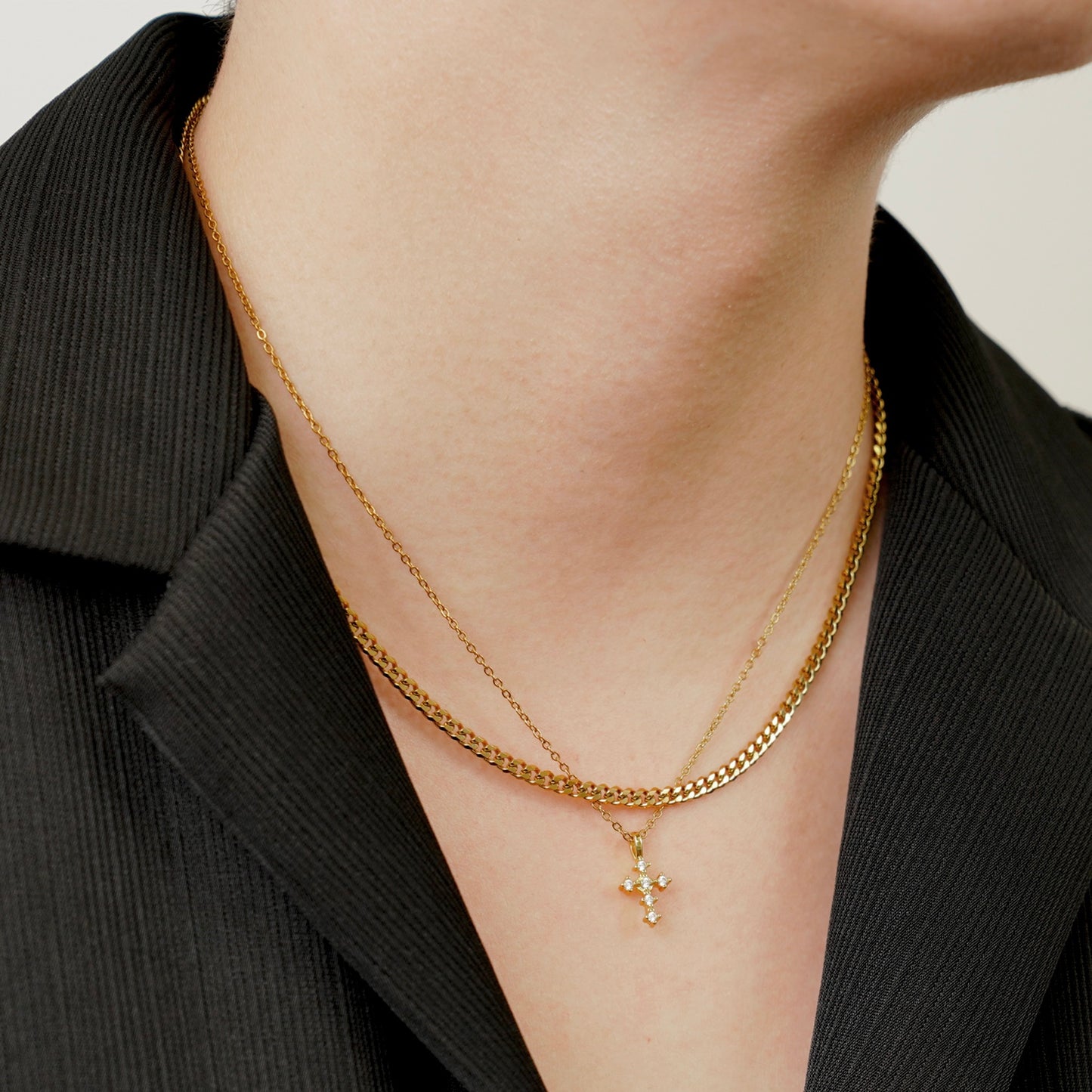 Cz cross necklace (cne0108g)