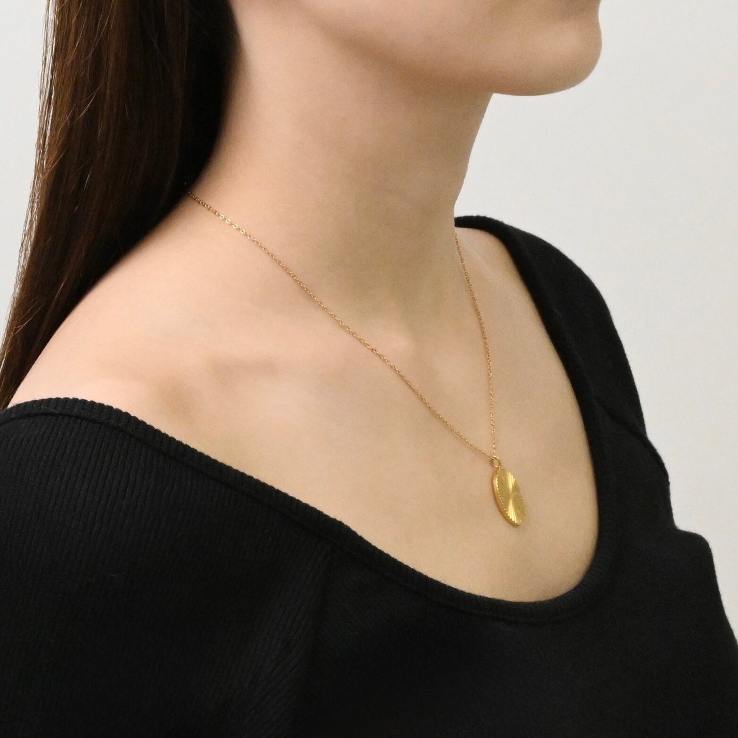 Jagged vertical circle necklace(rne0089g)