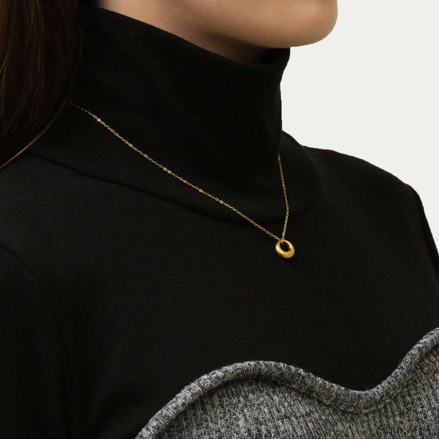 Drop circle necklace(rne0078g)
