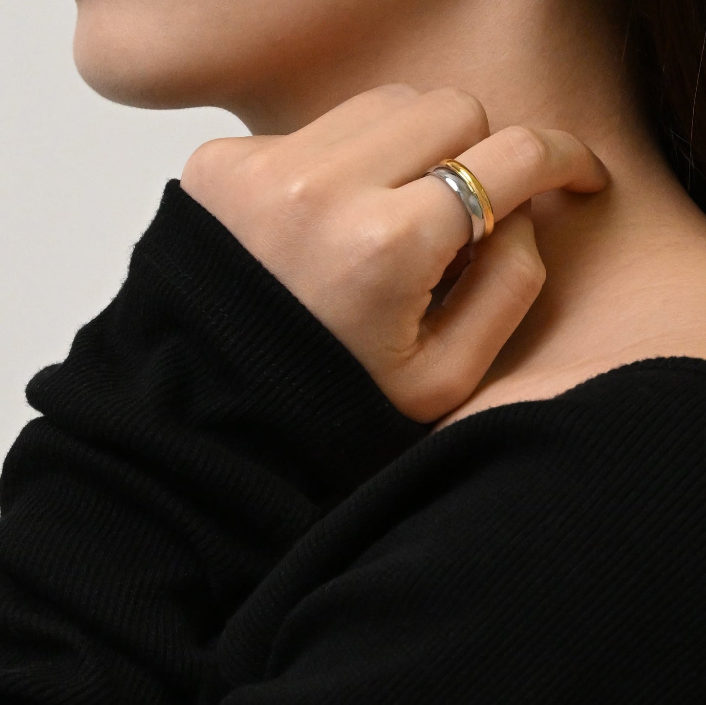 Bicolor double hoop ring(rri0081b)