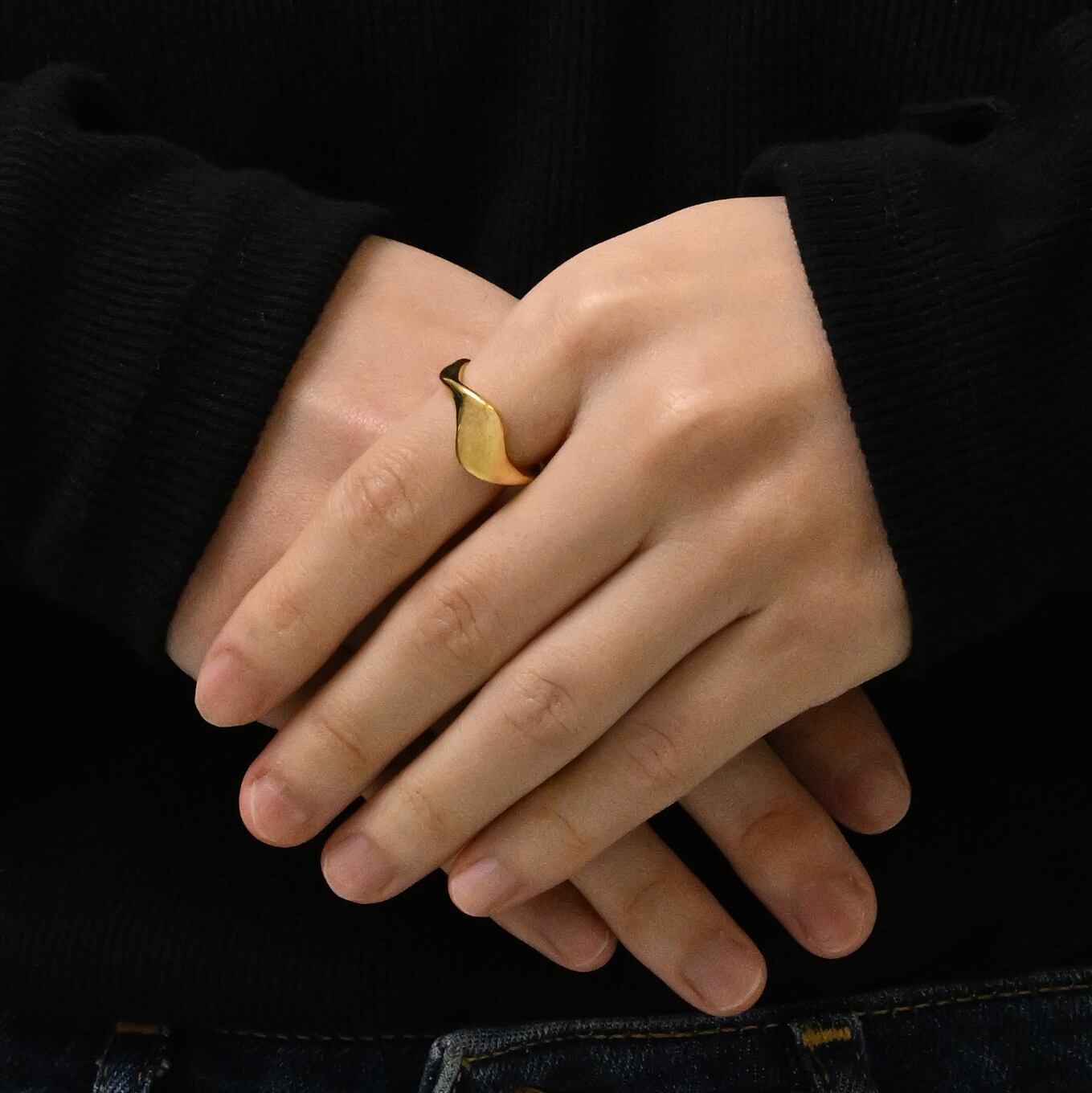 Wave twist signet ring(rri0078g)