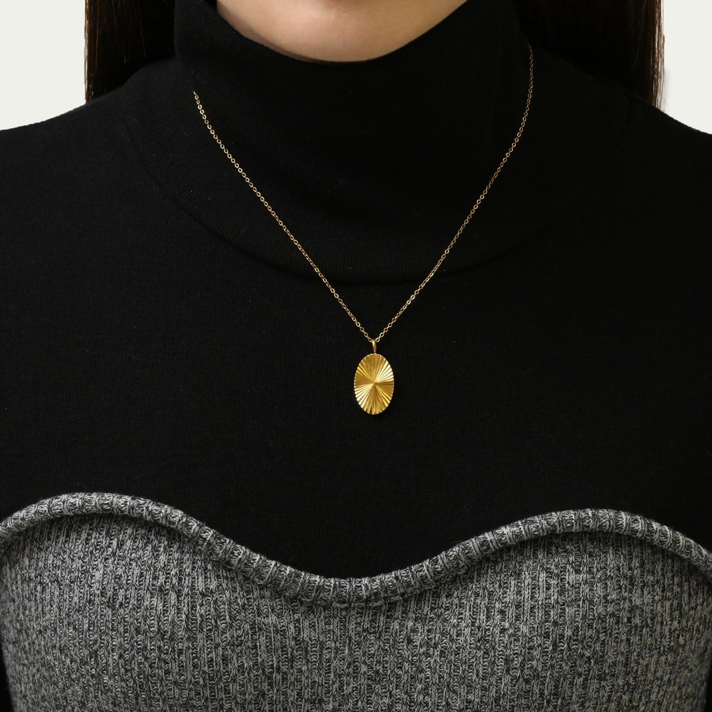 Jagged vertical circle necklace(rne0089g)