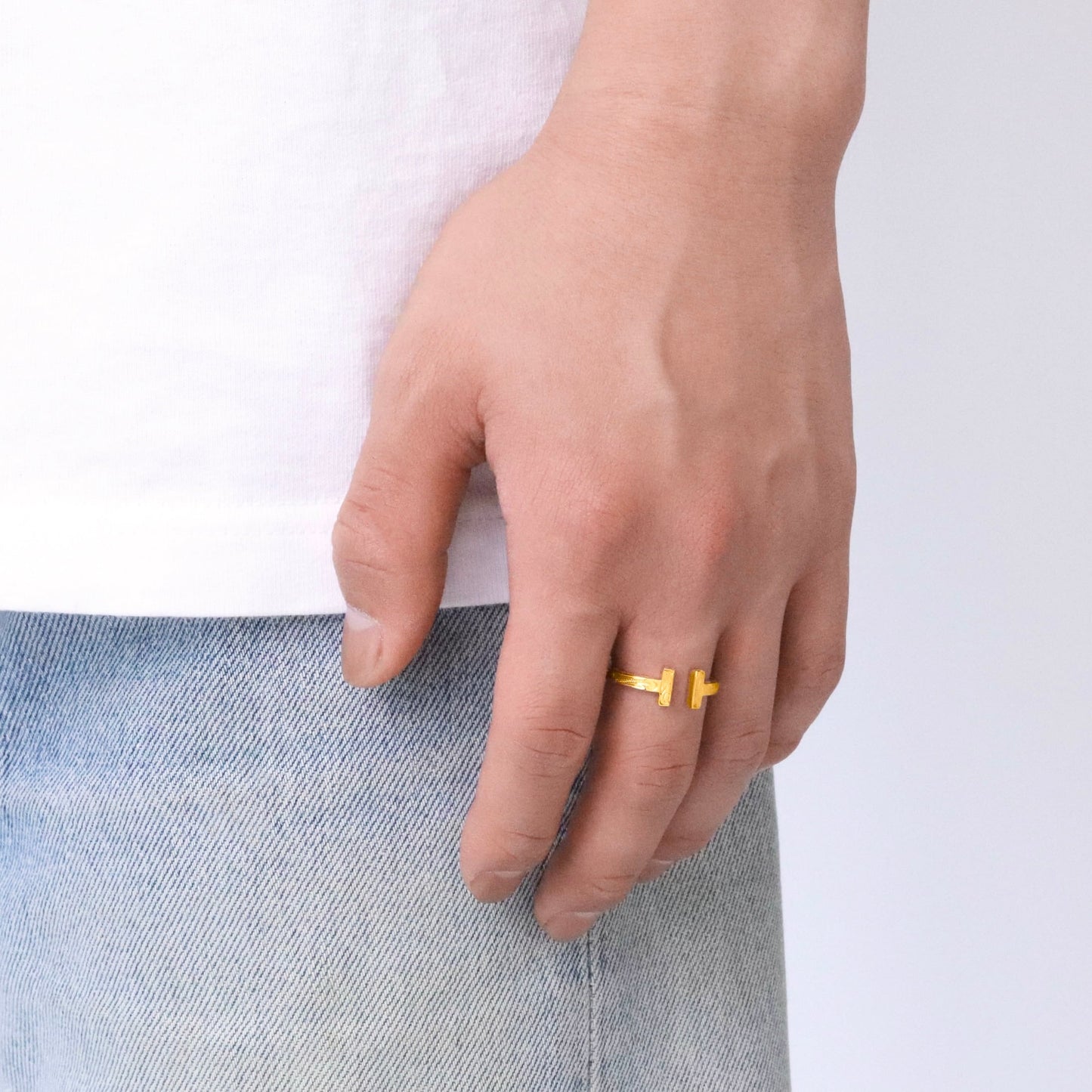 Hawaiian scroll T-shape ring(Hri0011g)