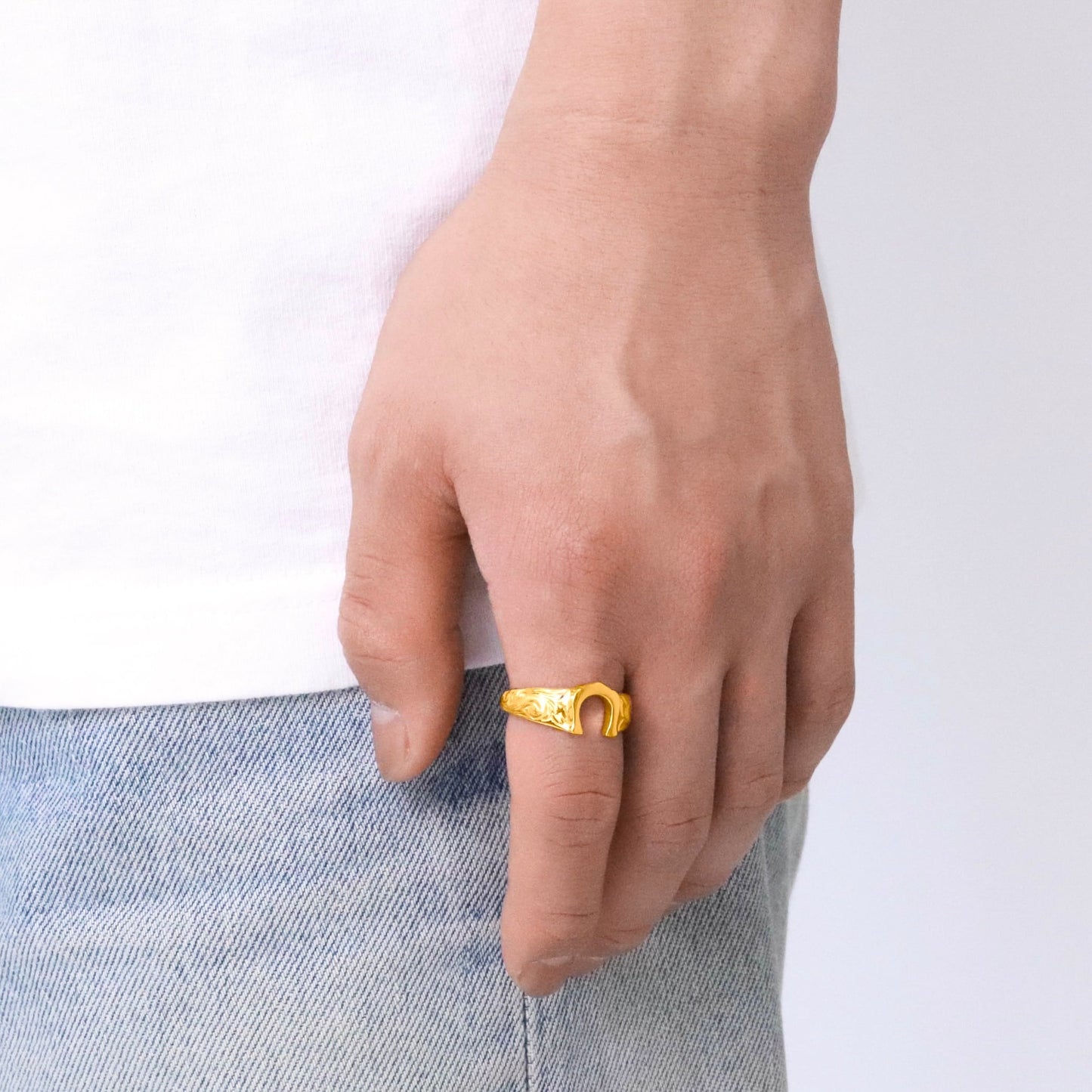 Hawaiian plumeria horseshoe ring(Hri0009g)
