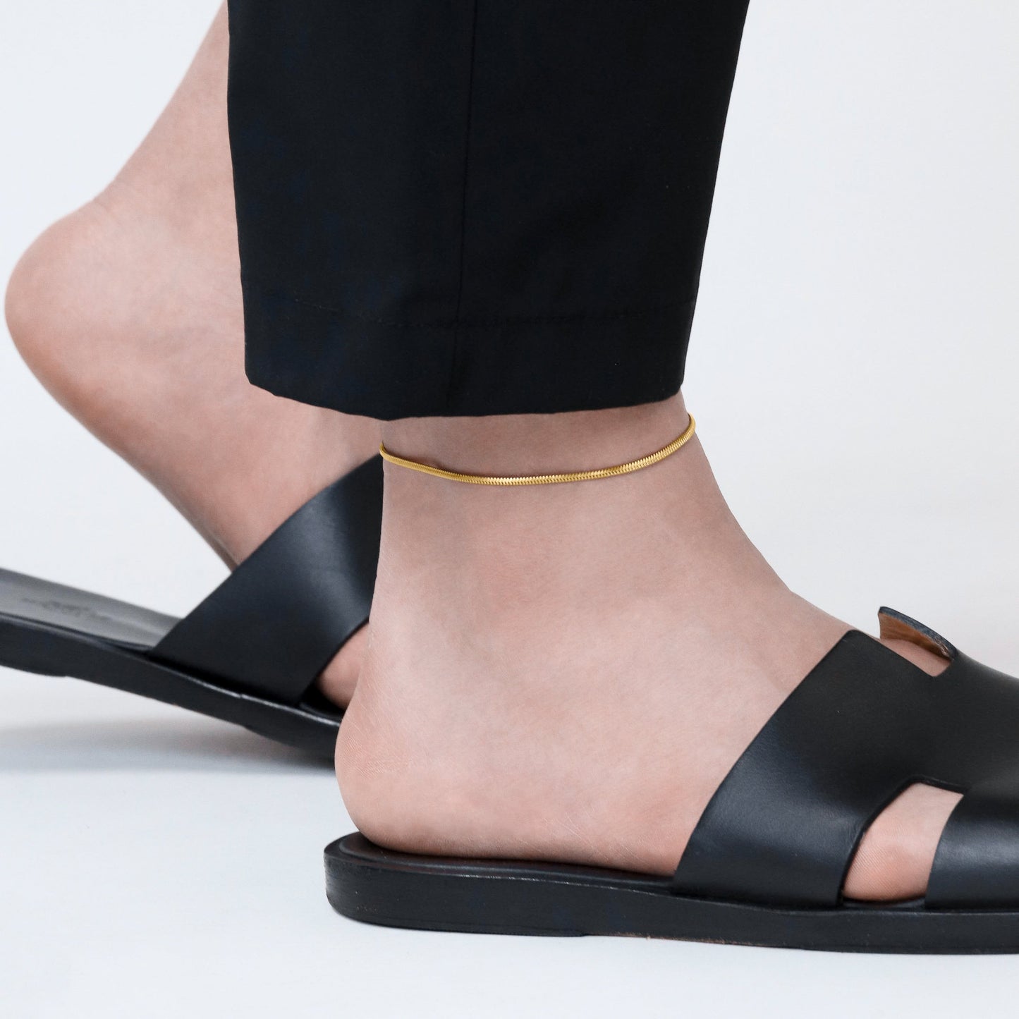 Round snake chain anklet(can0007g)