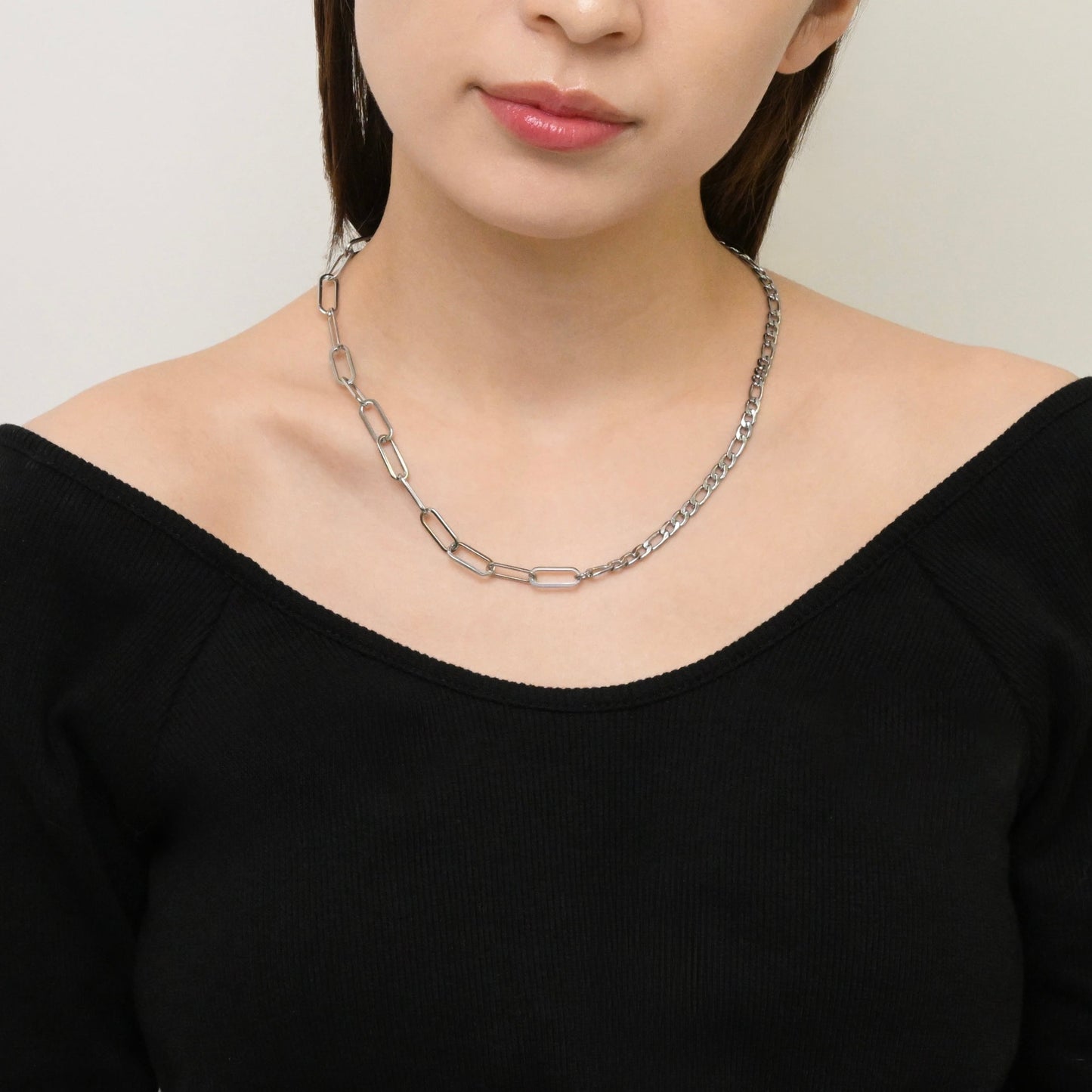 Two types chain necklace(rne0051s)