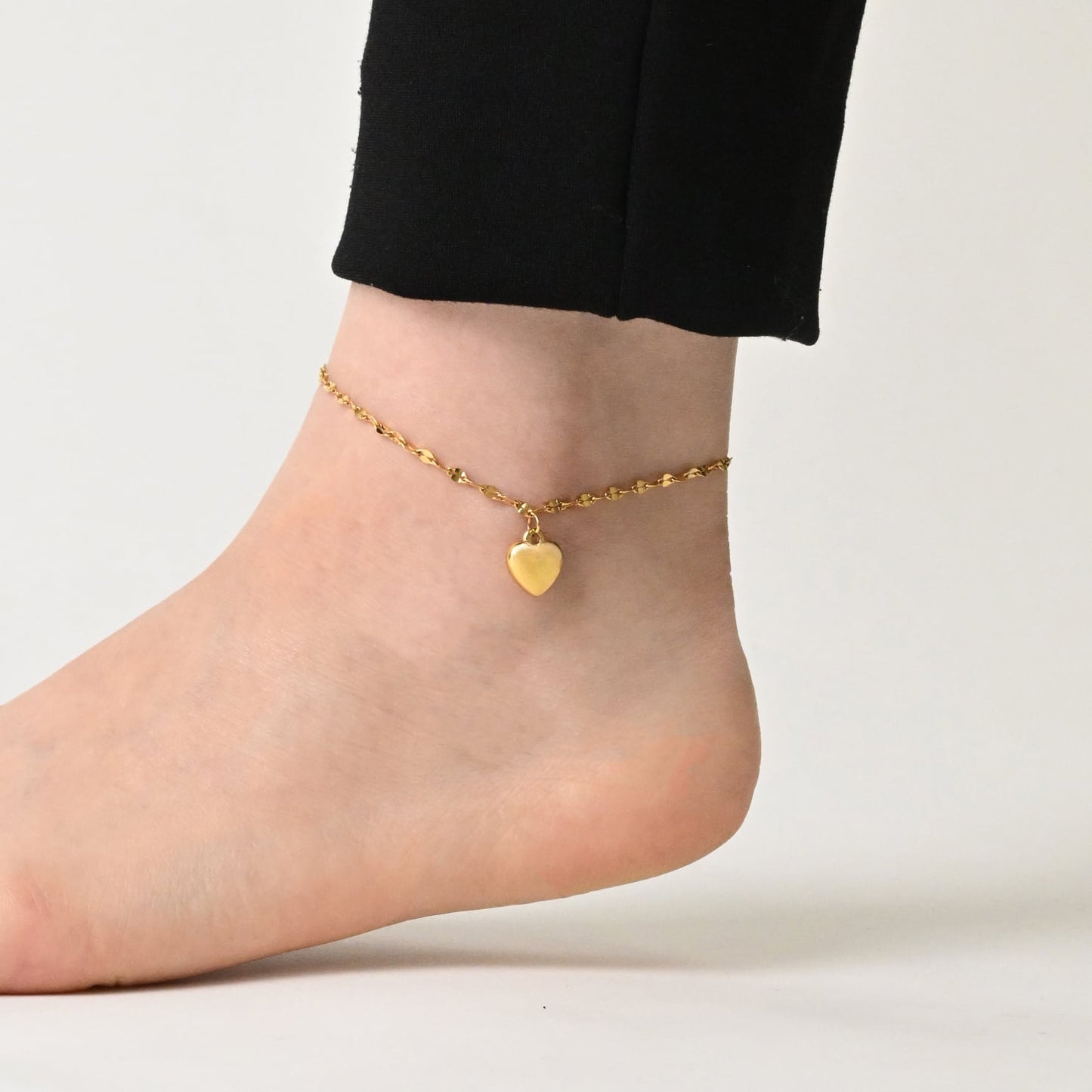 Heart pental chain anklet(ran0009g)