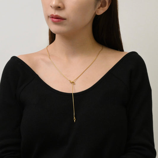 Knot long chain necklace(rne0056g)