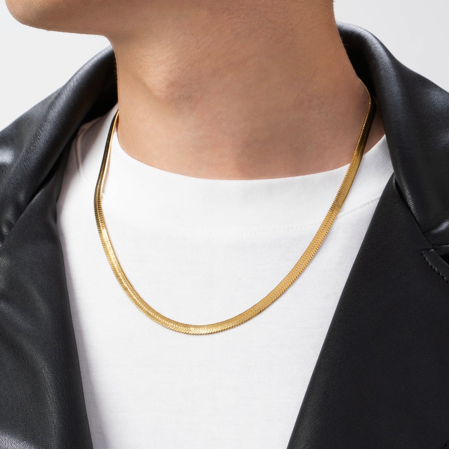 Flat snake chain necklace(cne0022g)