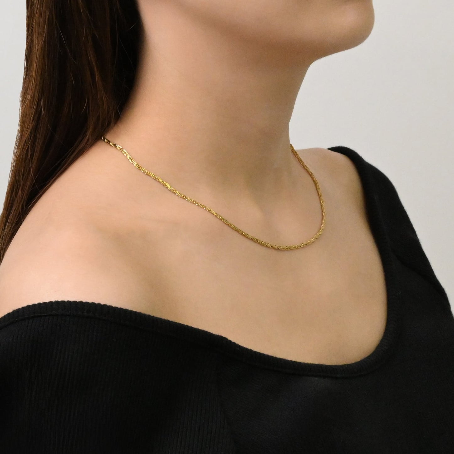 Flat rope chain necklace(rne0014g)