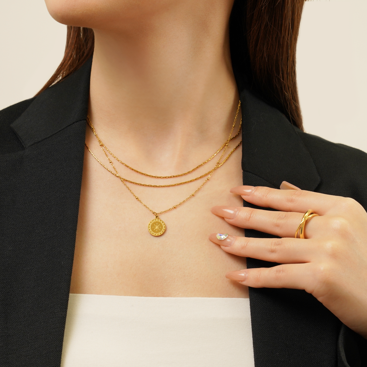 Double chain necklace (rne0109g)