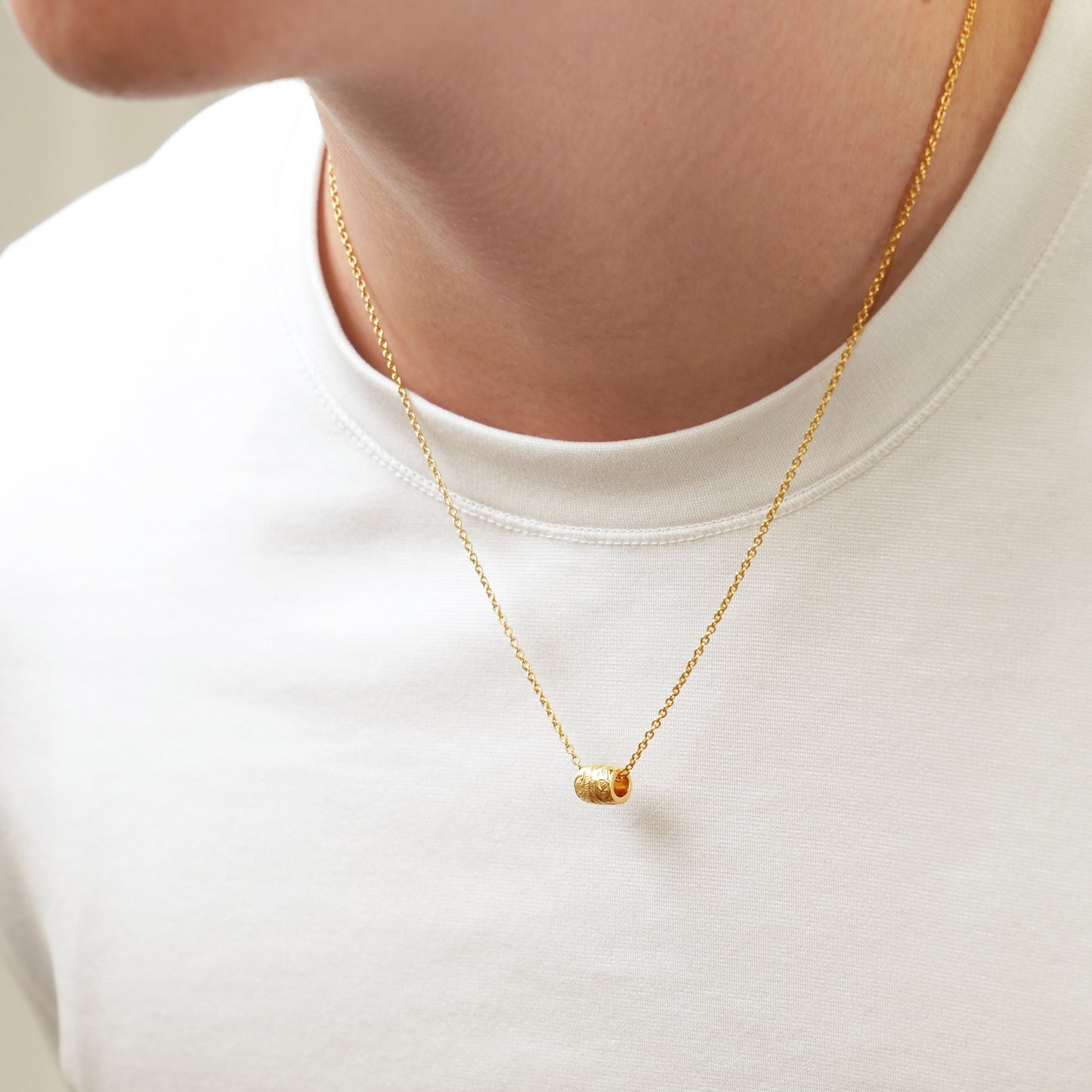 Hawaiian scroll barrel necklace (Hne0015g)