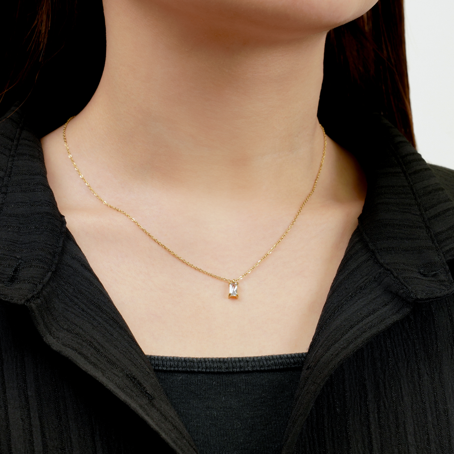 Square zirconia necklace (rne0125g)