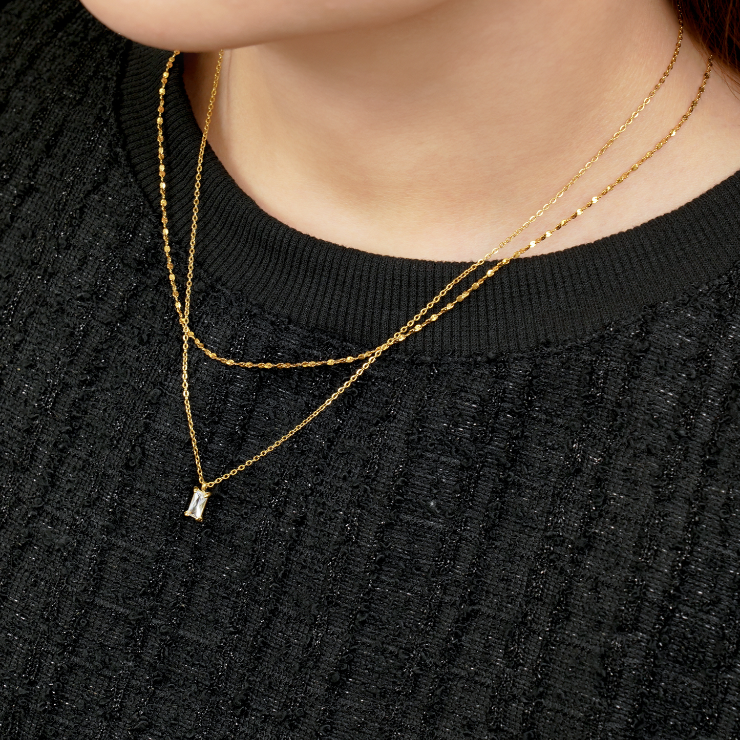 Square zirconia necklace (rne0125g)