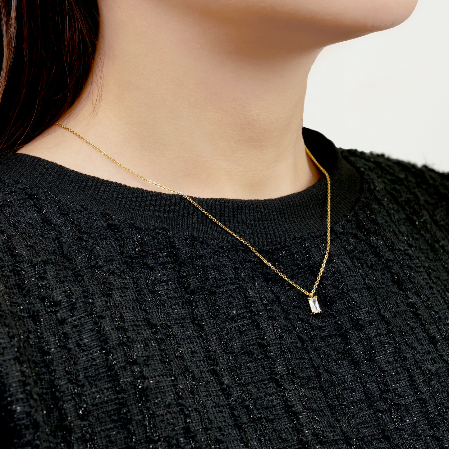 Square zirconia necklace (rne0125g)