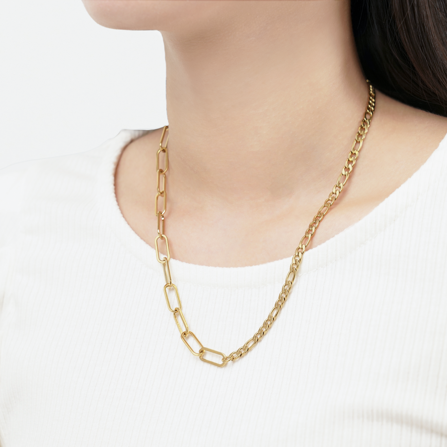 Two types chain necklace(rne0050g)