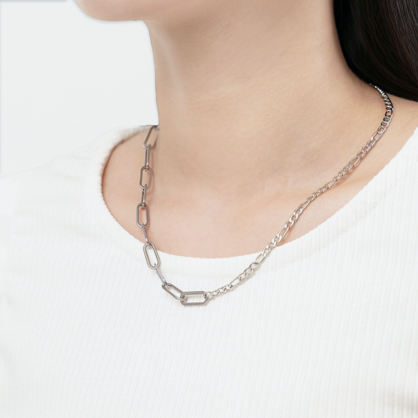 Two types chain necklace(rne0051s)