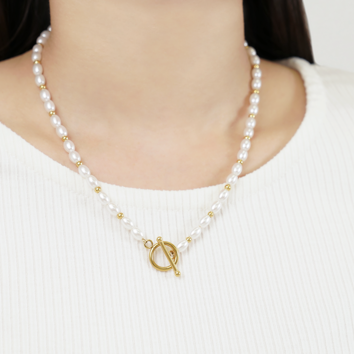 Cz pearl necklace(rne0060g)