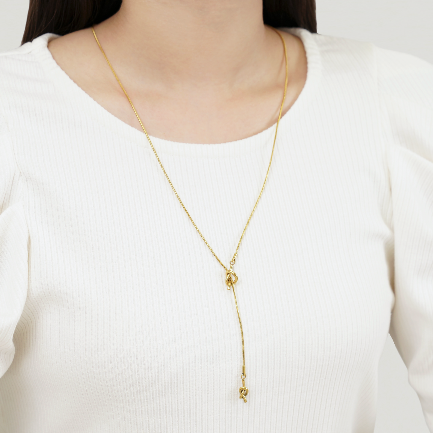 Knot long chain necklace(rne0056g)