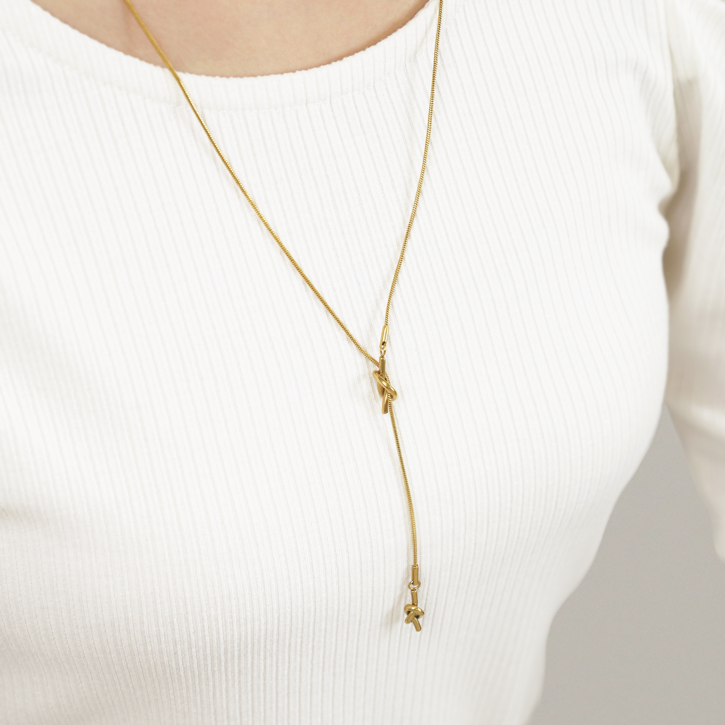 Knot long chain necklace(rne0056g)