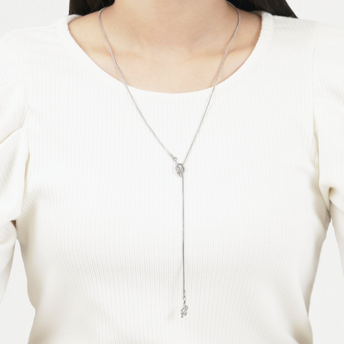Knot long chain necklace(rne0057s)