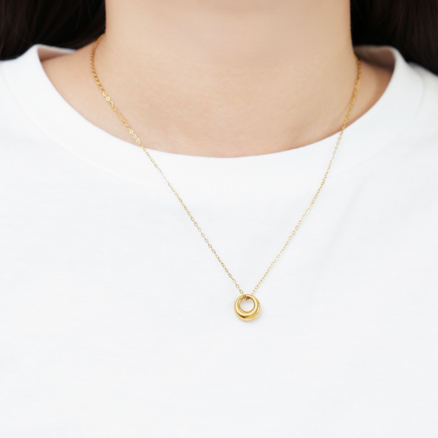 Drop circle necklace(rne0078g)