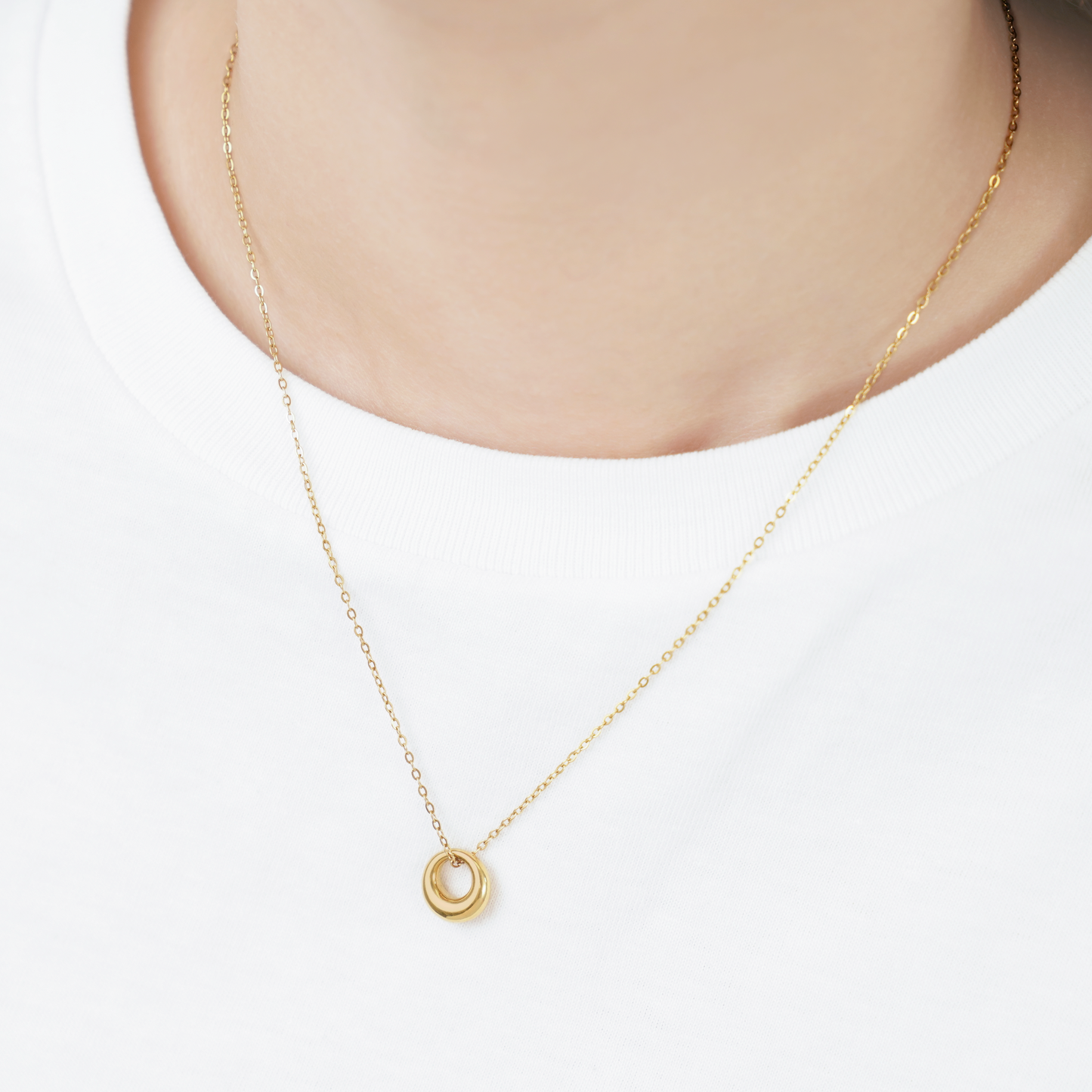 Drop circle necklace(rne0078g)